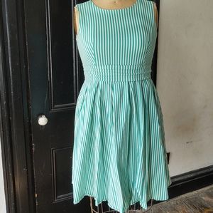 Green striped swing dress